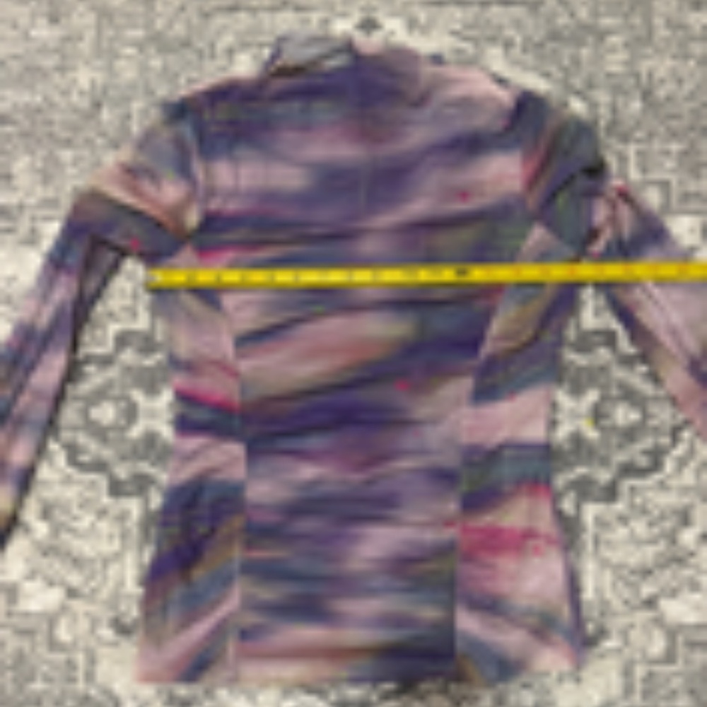 Anthropologie Double-Layer Mesh Top Sheer Trendy Blouse Size Medium Purple Pink - Picture 8 of 9